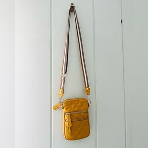 Sondra Roberts Quilted Mustard Crossbody Bag